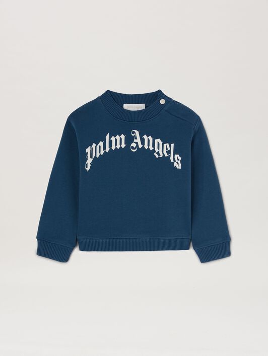 Curved Logo long sleeves T-shirt PALM ANGELS Curved Logo long sleeves T-shirt BLU OFFBIANCO PBXC001S25FLE002