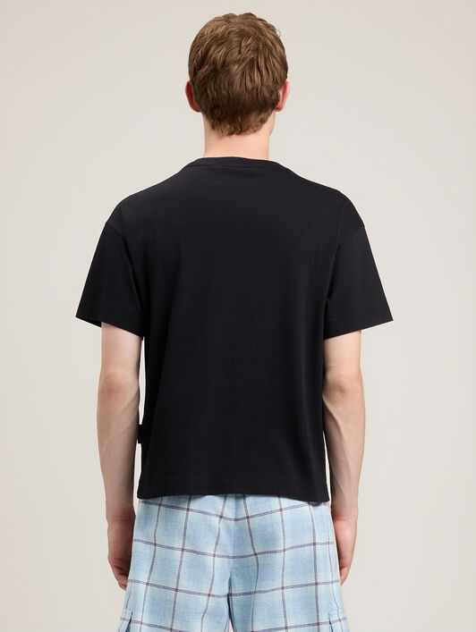 PALM ANGELS Neck Logo T-Shirt BLACK RED PMAA109S26JER008