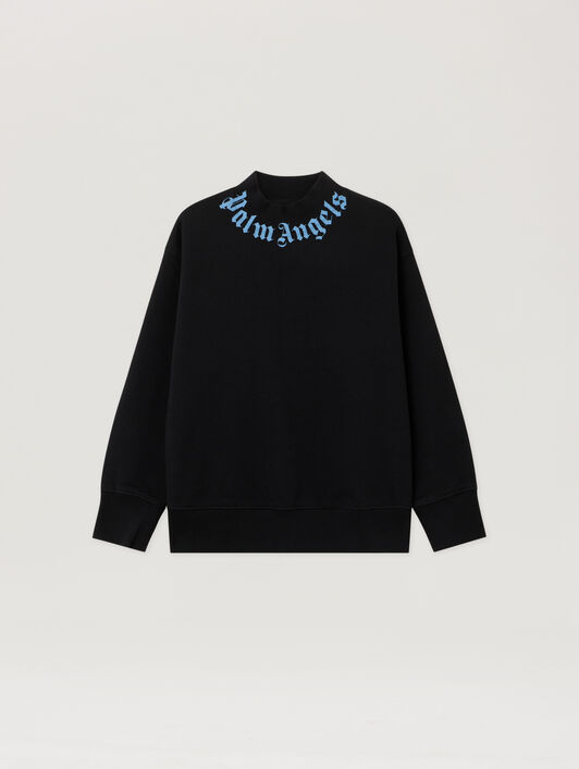 Neck Logo Reg.Crewneck PALM ANGELS Neck Logo Reg.Crewneck BLACK - LIGHT BLUE PBBA012F25FLE002