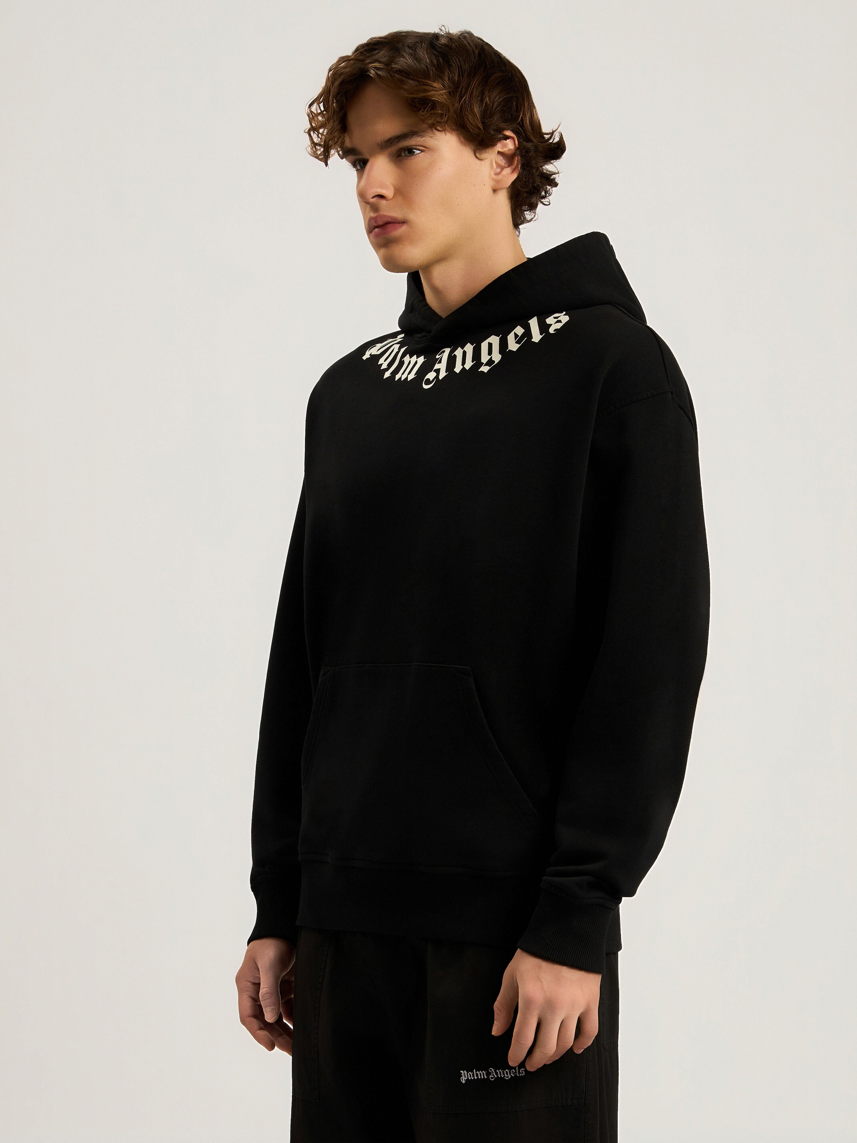 Neck Logo Regular Hoodie PALM ANGELS Neck Logo Regular Hoodie BLACK - OFF WHITE PAMBB03F26FL01