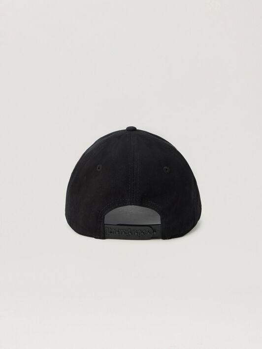 Curved Logo Visor Cap PALM ANGELS Curved Logo Visor Cap BLACK - OFF WHITE PAMLB01F26FB02