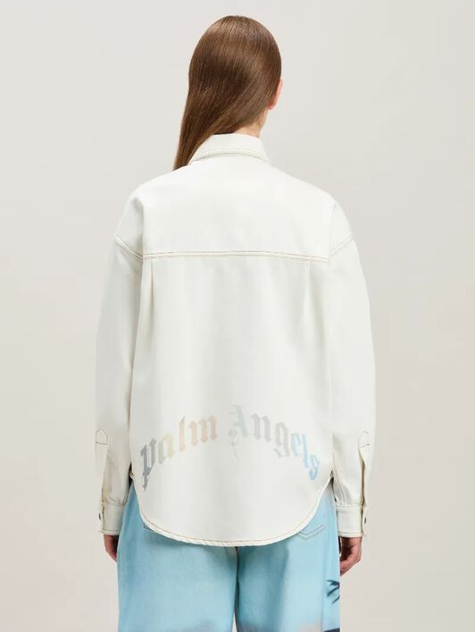 PALM ANGELS  Sunrise Palm denim overshirt OFF WHITE - MULTICOLOR PWYD023S25DEN001