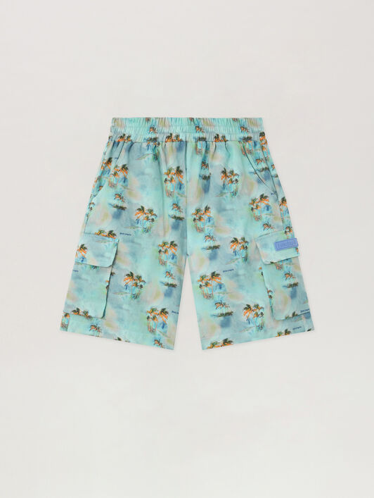PALM ANGELS Aop Palms Cargo Short BLU BIMBO/ BABY BLUE PBCS002S26FAB001