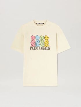 PALM ANGELS  Multicolor Bear T-shirt YELLOW - BLUE PMAA001S25JER001