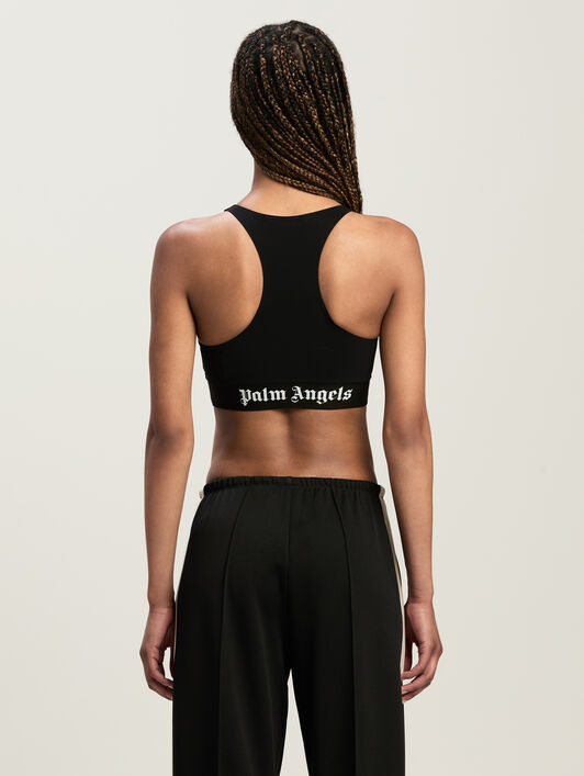 American neckline sport top PALM ANGELS American neckline sport top BLACK - WHITE PWVO024C99FAB001