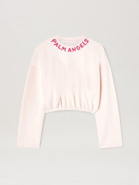 PALM ANGELS  Cropped Sweatshirt mit Logo BLACK - SILVER PWBA057S25FAB001