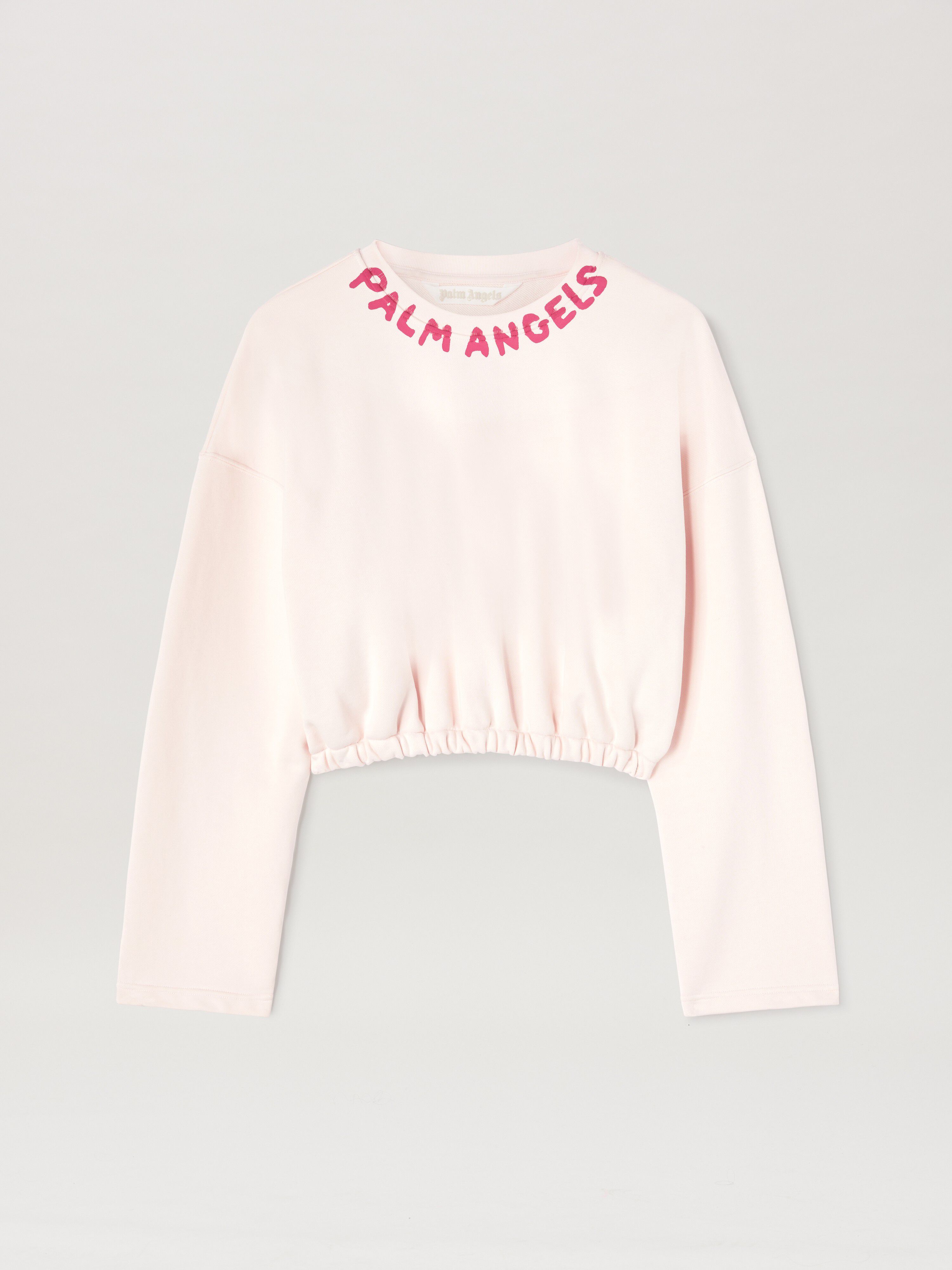 PALM ANGELS  Bold Logo Cropped sweatshirt SOFT PINK - FUCHSIA PWBA057S25FLE001