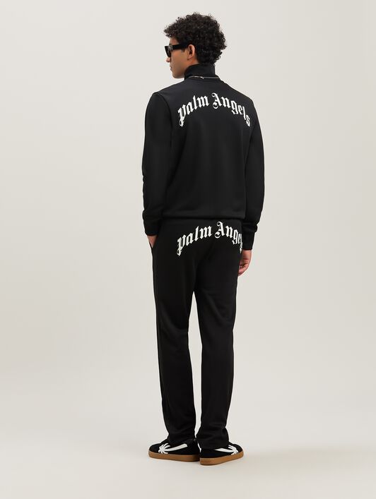 PALM ANGELS  Trainingsjacke mit geschwungenem Logo BLACK - OFF WHITE PMBD089S25FAB001