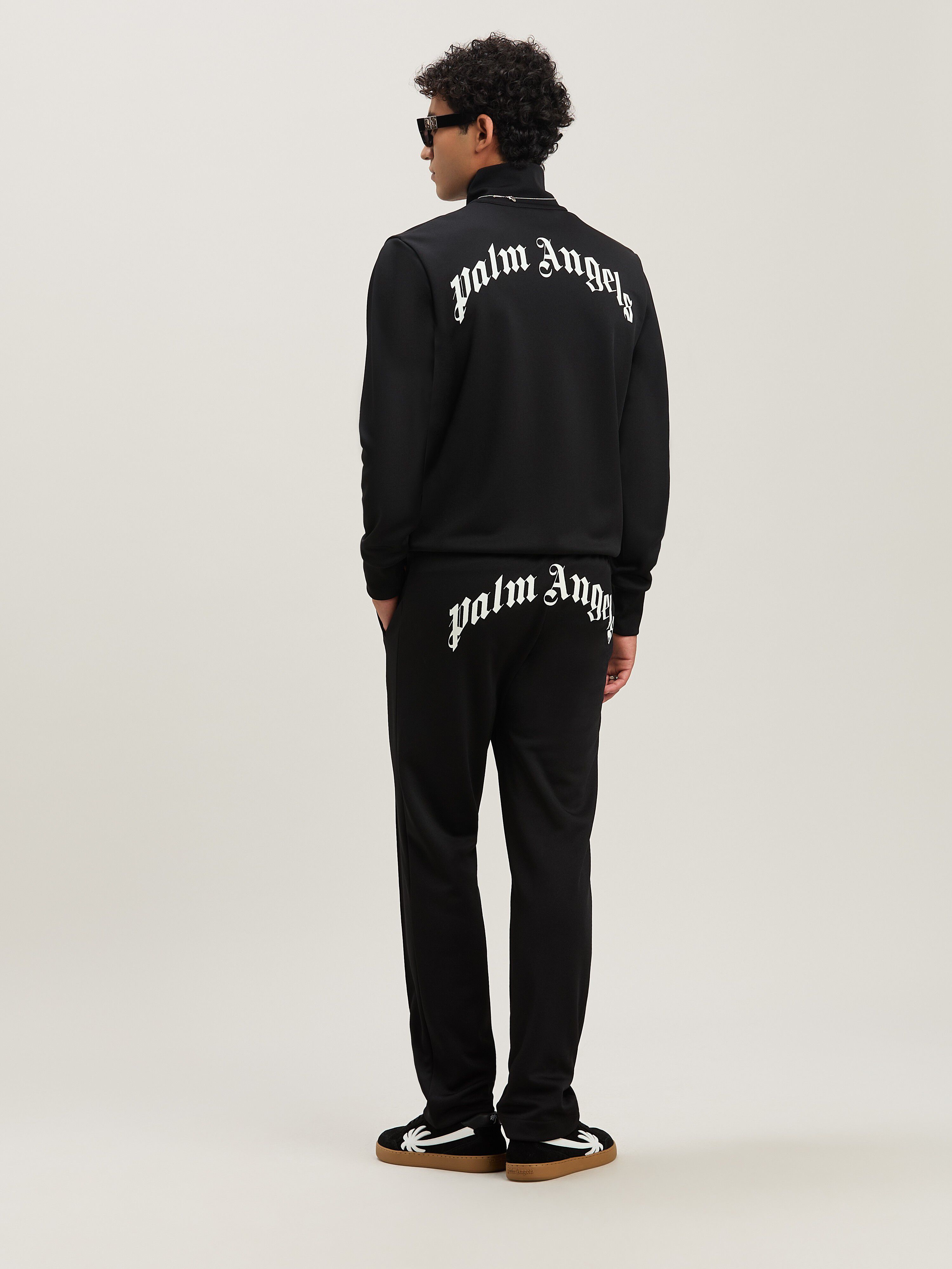 PALM ANGELS  Trainingsjacke mit geschwungenem Logo BLACK - OFF WHITE PMBD089S25FAB001