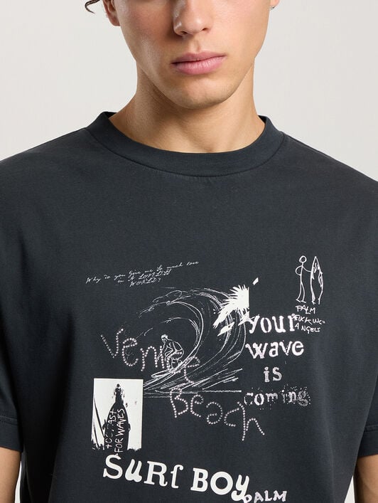 Surf Boy Regular T-Shirt PALM ANGELS Surf Boy Regular T-Shirt ANTHRACITE - BLACK PAMAA01F26JR07