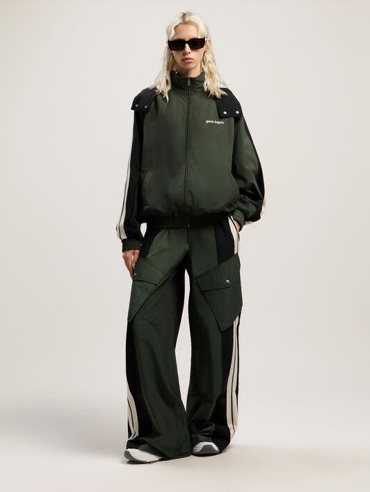 PALM ANGELS Colorblock Cargo Pants FOREST GREEN - BLACK PWCF019F25FAB001