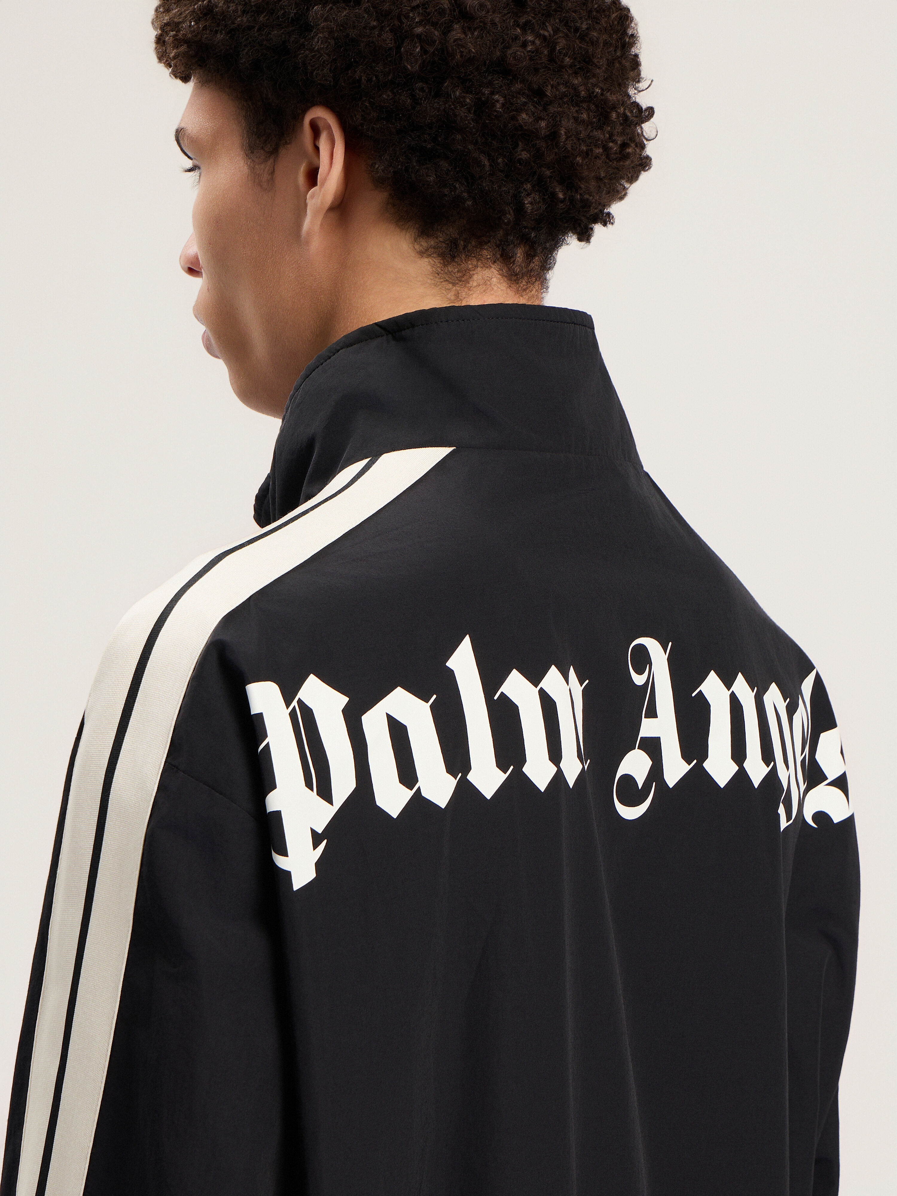 PALM ANGELS Classic Logo Trk Windbreaker BLACK - OFF WHITE PMEB029F25FAB001