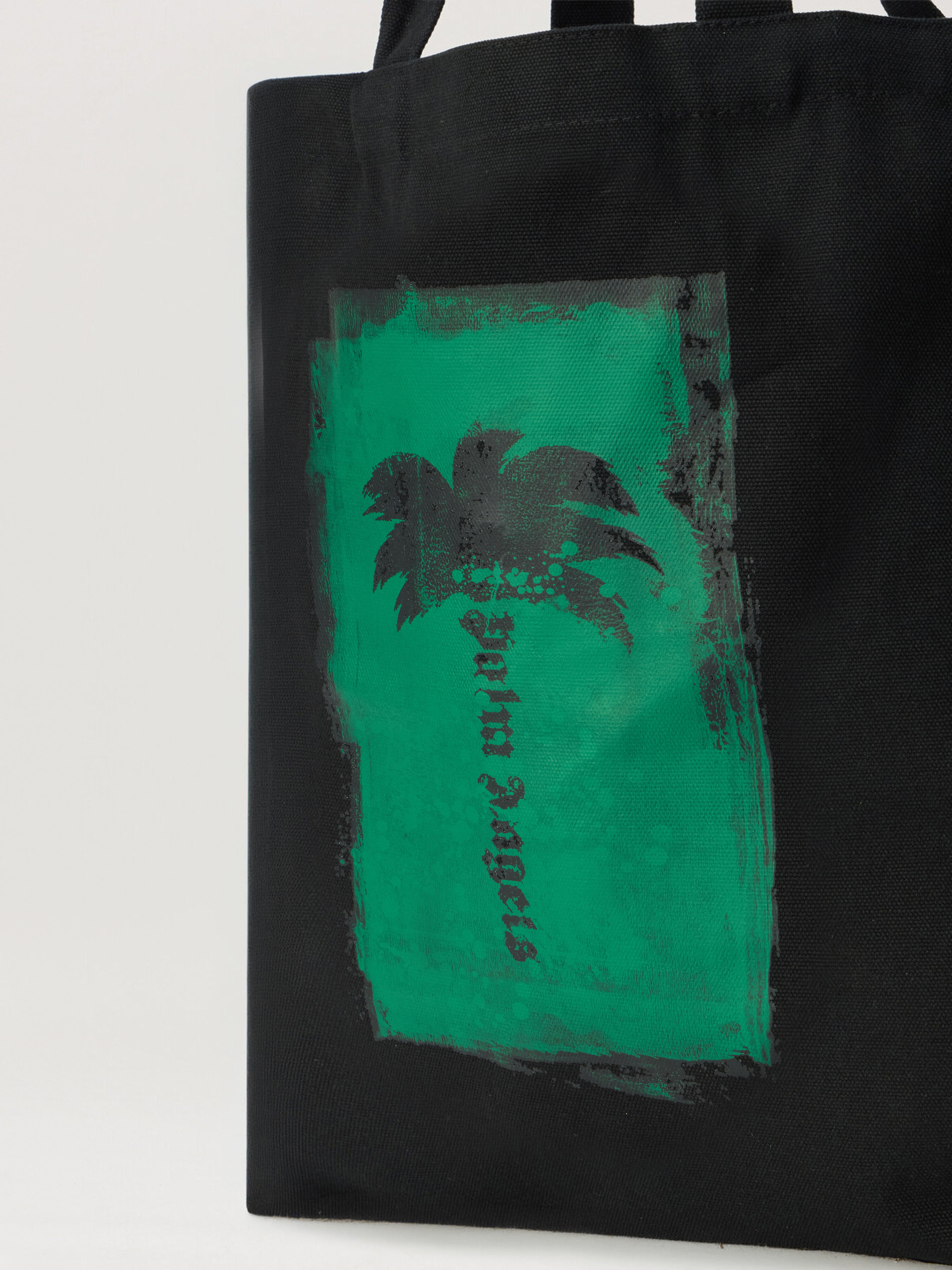 Palm Brushed Tote Bag PALM ANGELS Palm Brushed Tote Bag BLACK - DARK GREEN PAMNA01W26FB02