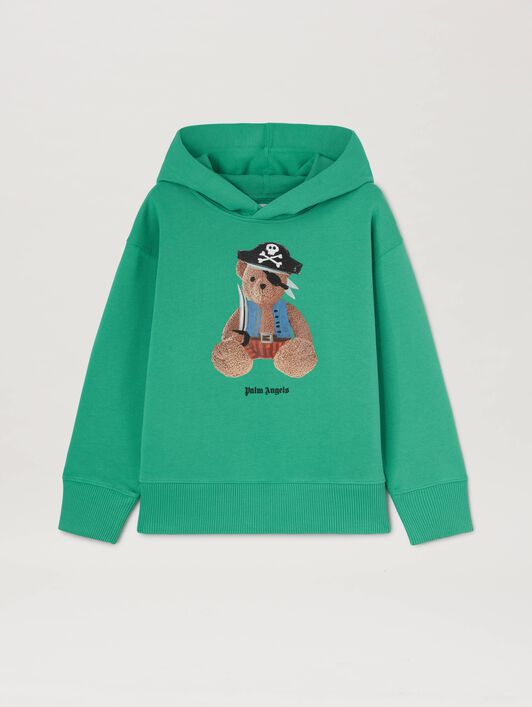 PALM ANGELS  Bear Pirate hoodie GREEN BROWN PBBB012S25FLE002