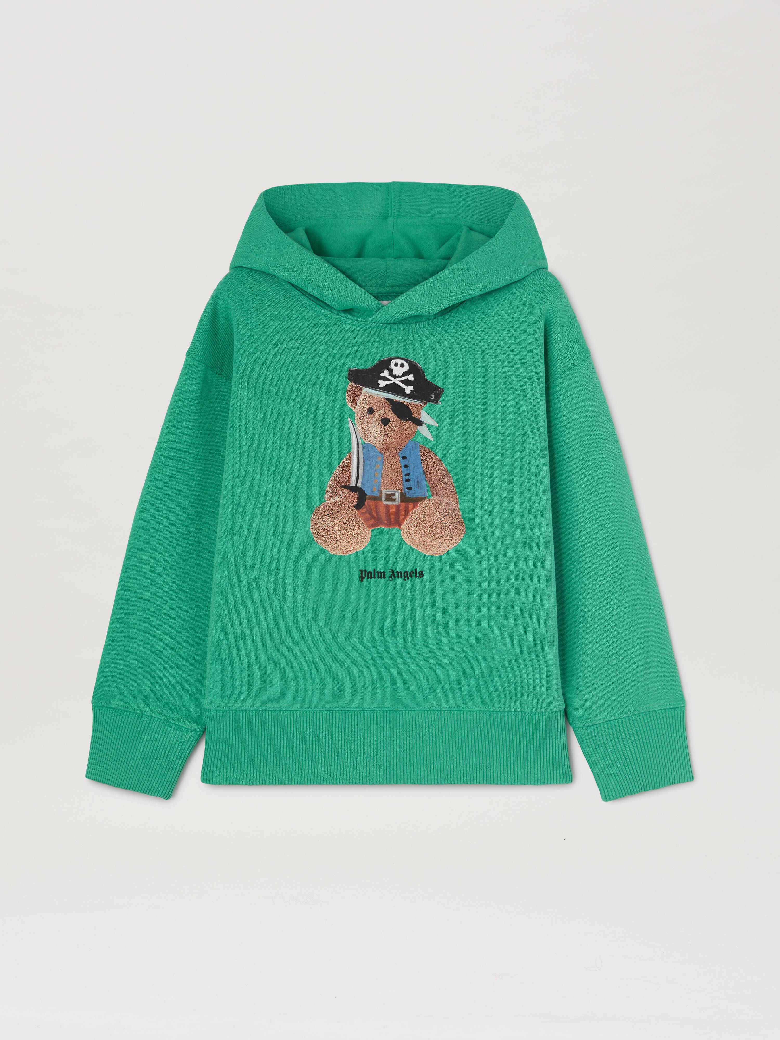 PALM ANGELS  Bear Pirate hoodie GREEN BROWN PBBB012S25FLE002
