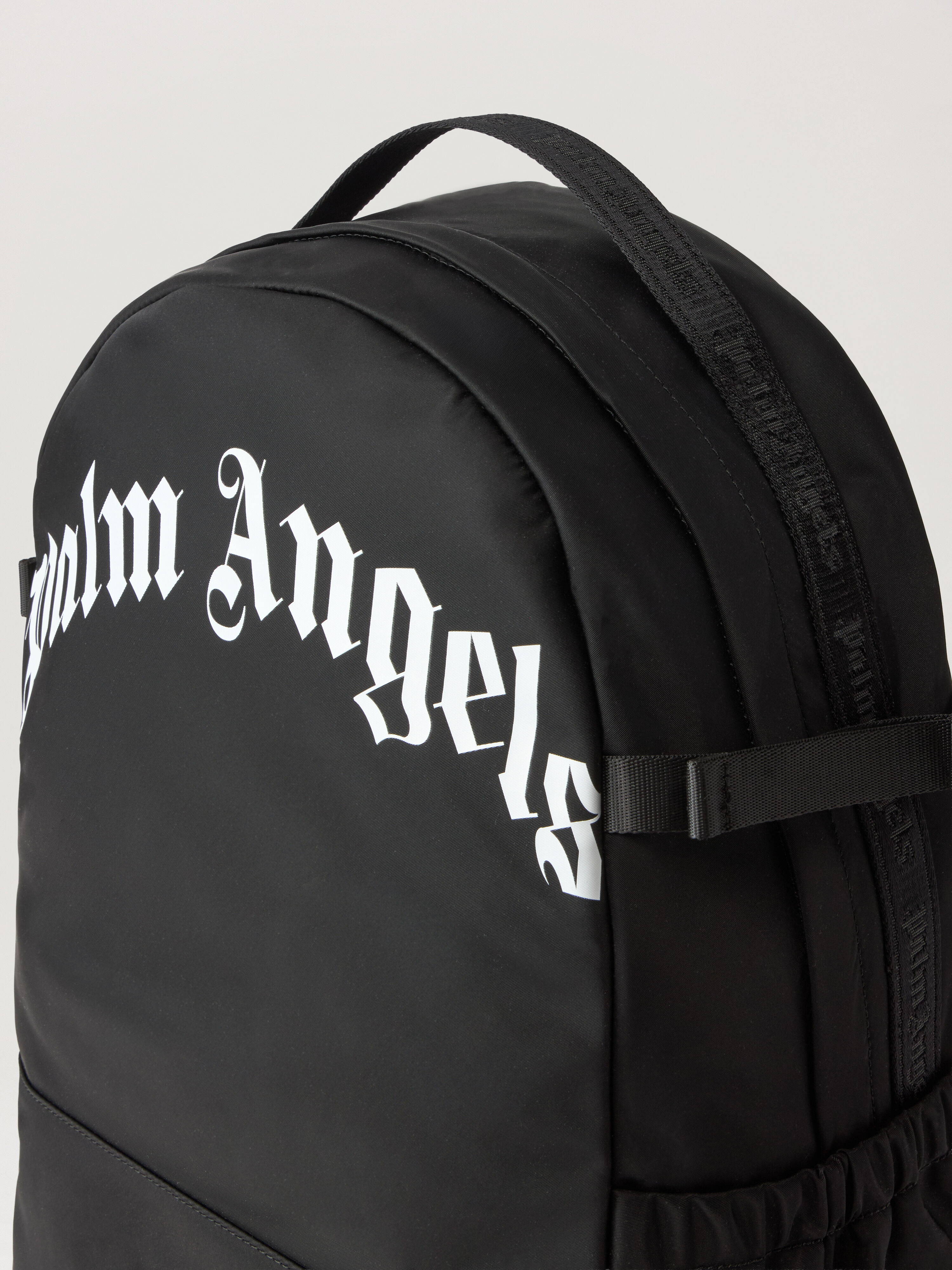 Curved Logo Backpack in BLACK WHITE for Men | Palm Angels®