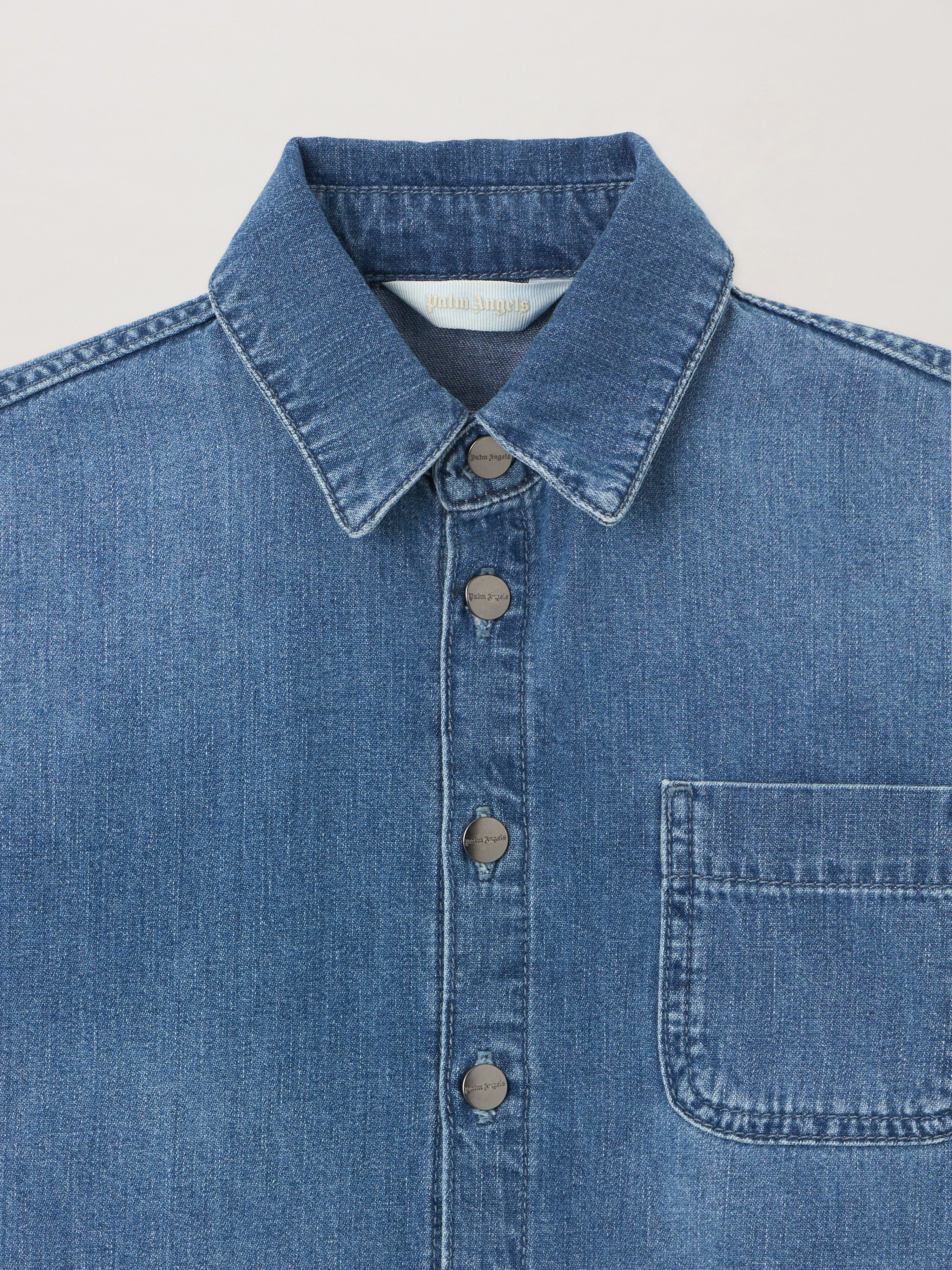 PALM ANGELS Overlogo Chambray Overshirt CELESTE/LIGHT BLUE PBYD006S26DEN001