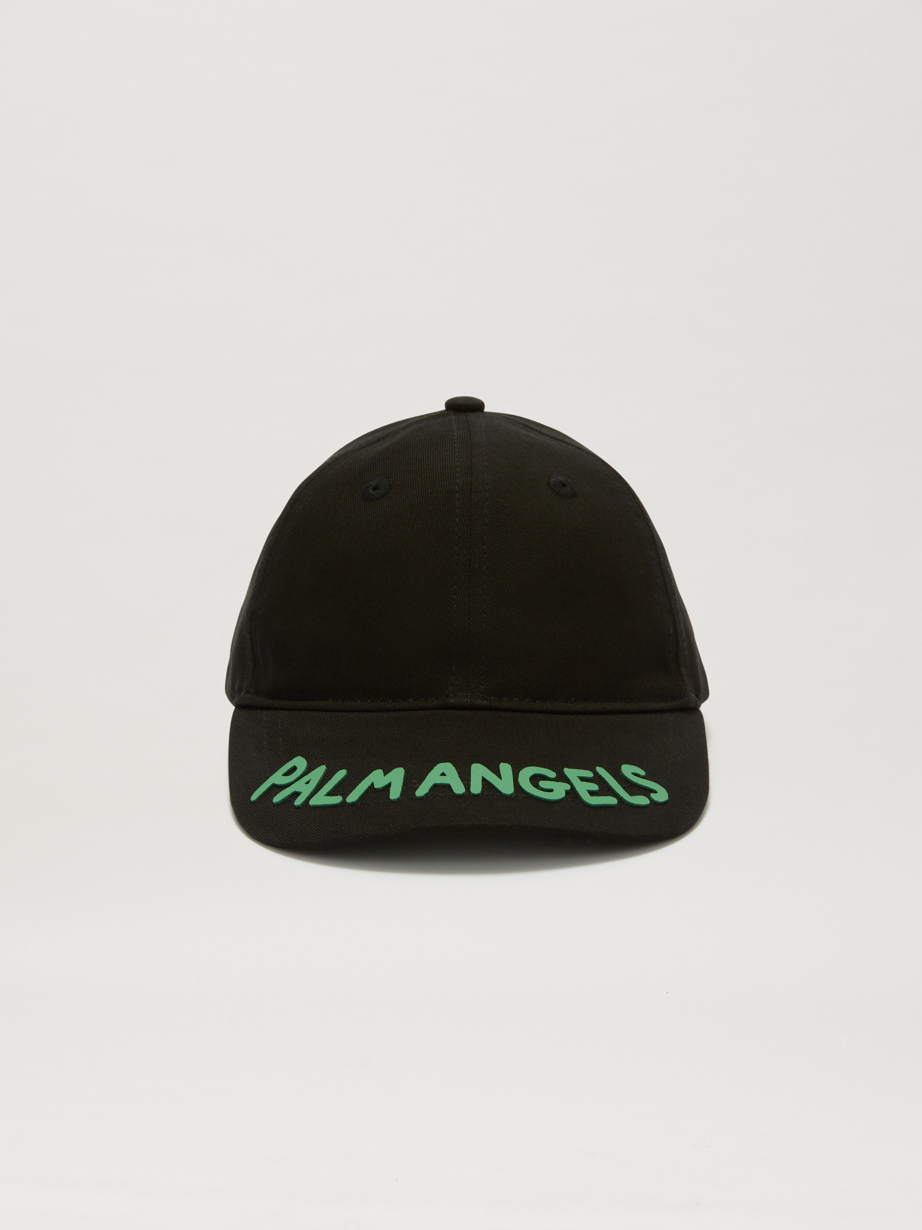 PALM ANGELS  Block Logo Baseball Cap BLACK GREEN PBLB002S25FAB002
