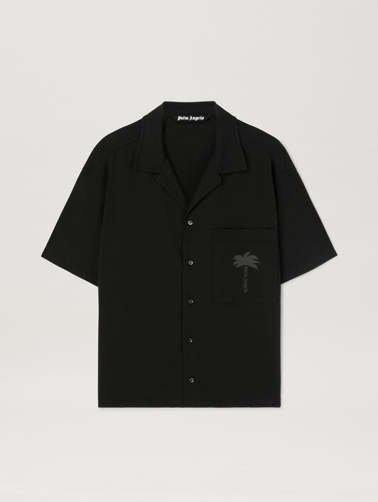 PALM ANGELS  Palm dyed bowling shirt BLACK - BLACK PMGG009S25FAB001