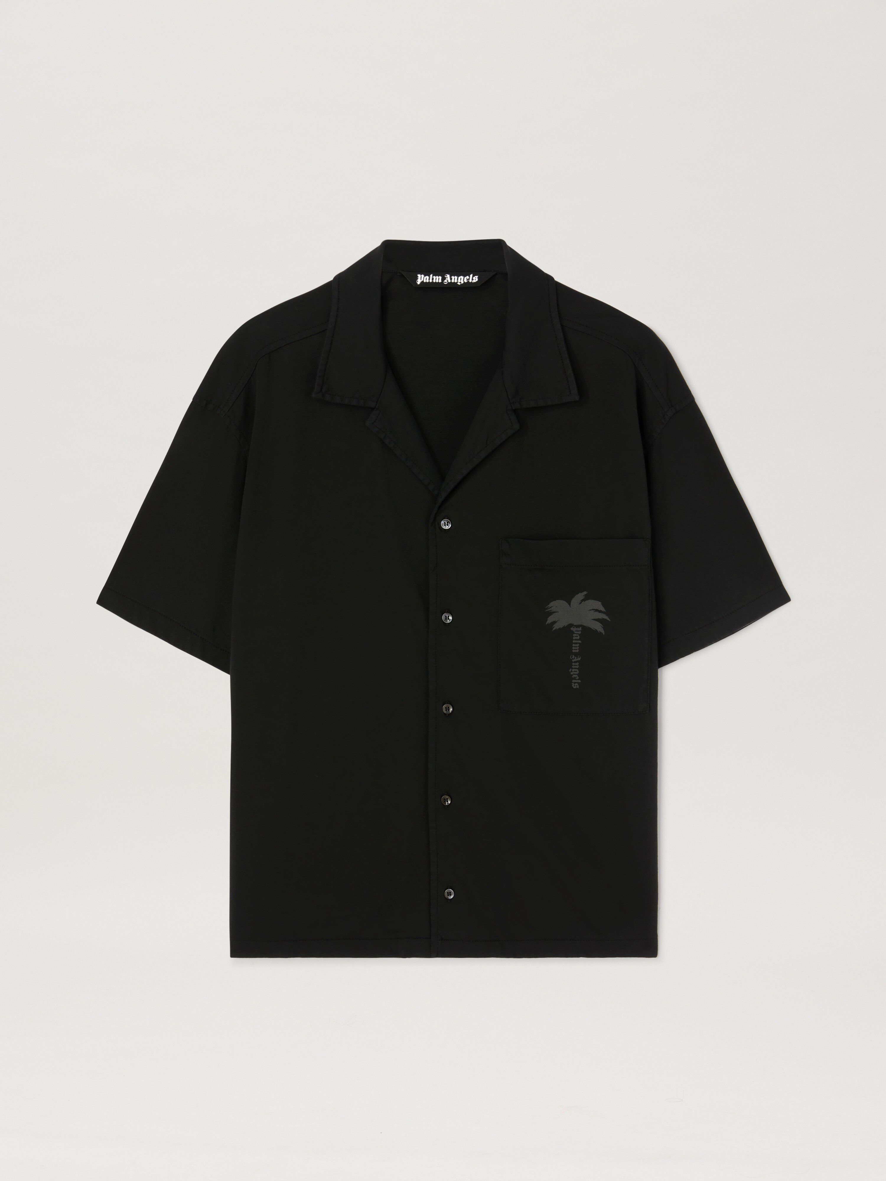 PALM ANGELS  Palm dyed bowling shirt BLACK - BLACK PMGG009S25FAB001