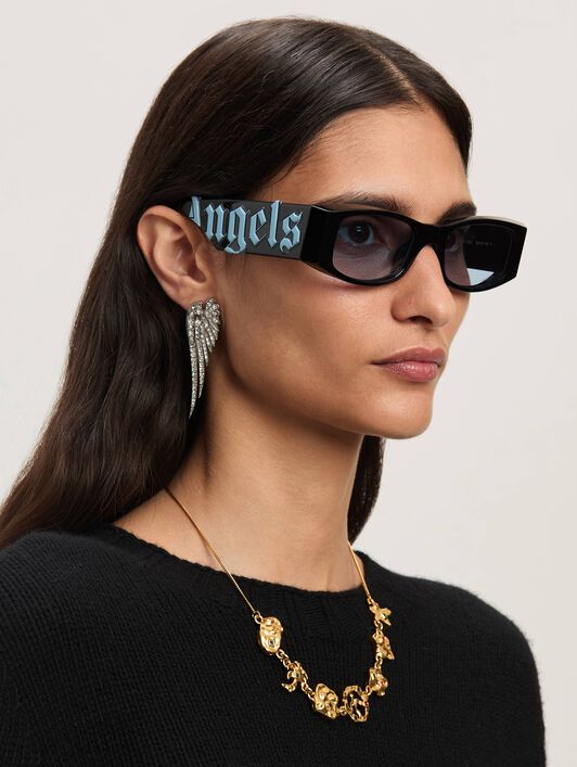 PALM ANGELS  Angel sunglasses BLACK - LIGHT BLUE PERI007C99PLA001