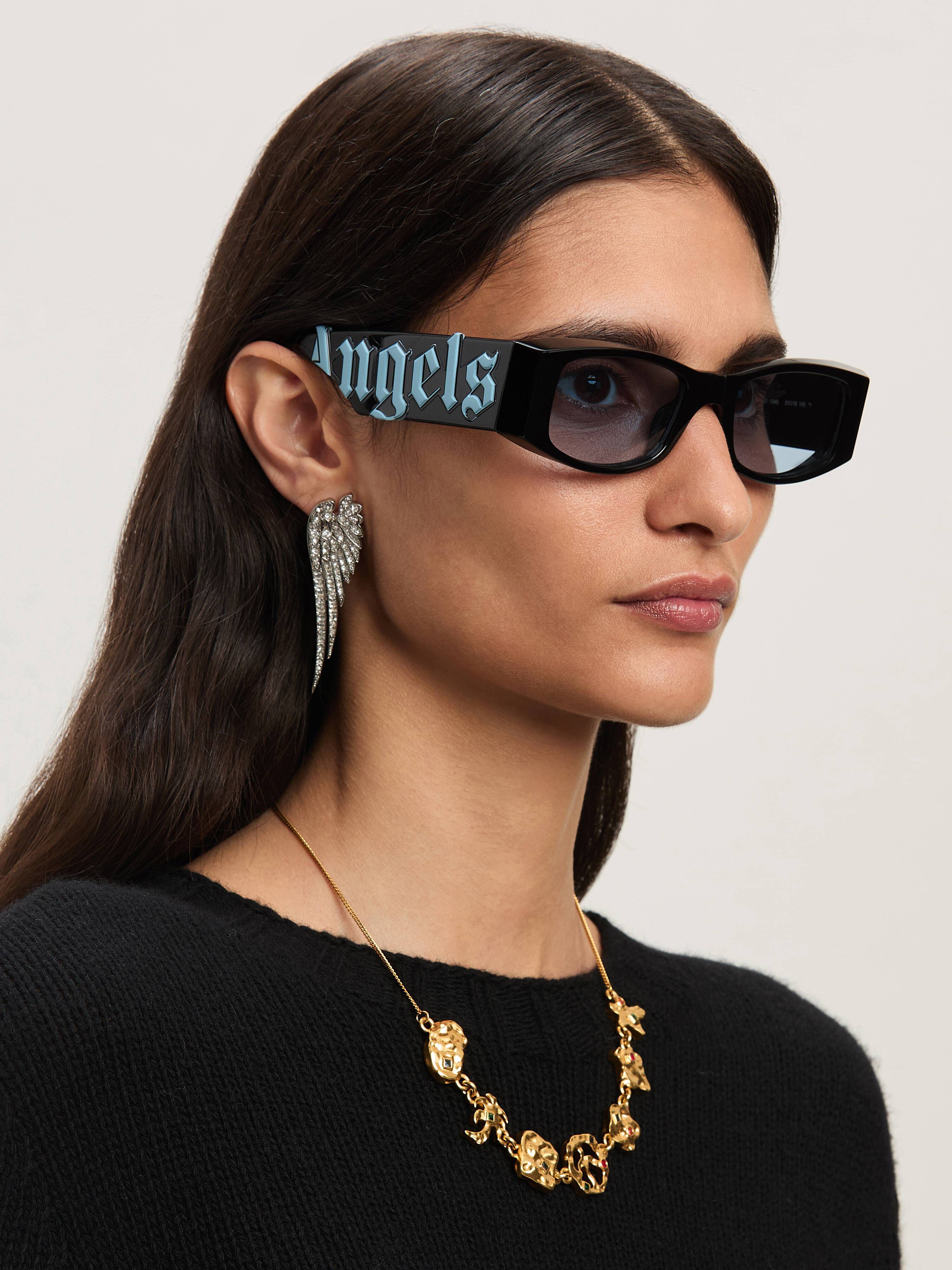 PALM ANGELS  Angel sunglasses BLACK - LIGHT BLUE PERI007C99PLA001