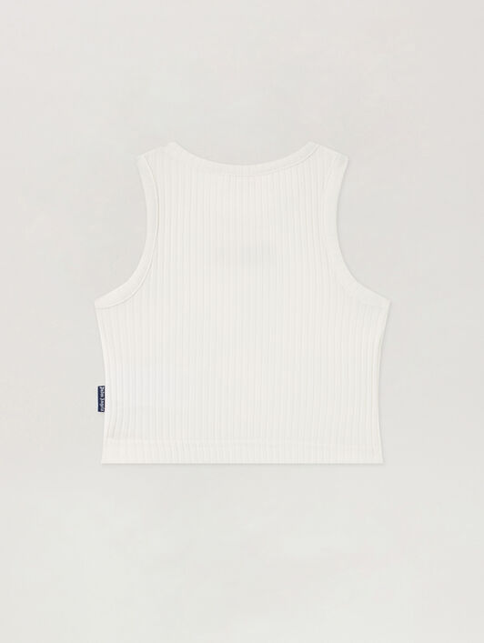 PALM ANGELS Logo Rib Tank Top OFF WHITE PGAG002S26JER002