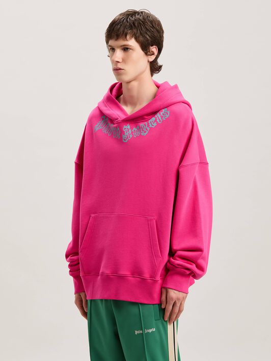 PALM ANGELS  Flame logo hoodie FUCHSIA - LIGHT BLUE PMBB058S25FLE002