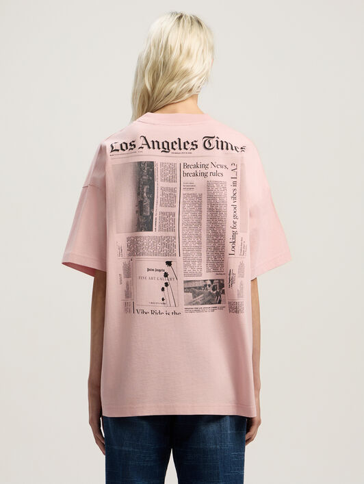 Paxlatimes Graphic Loose Tee PALM ANGELS Paxlatimes Graphic Loose Tee PINK - BLACK PWAA07BF25JER001