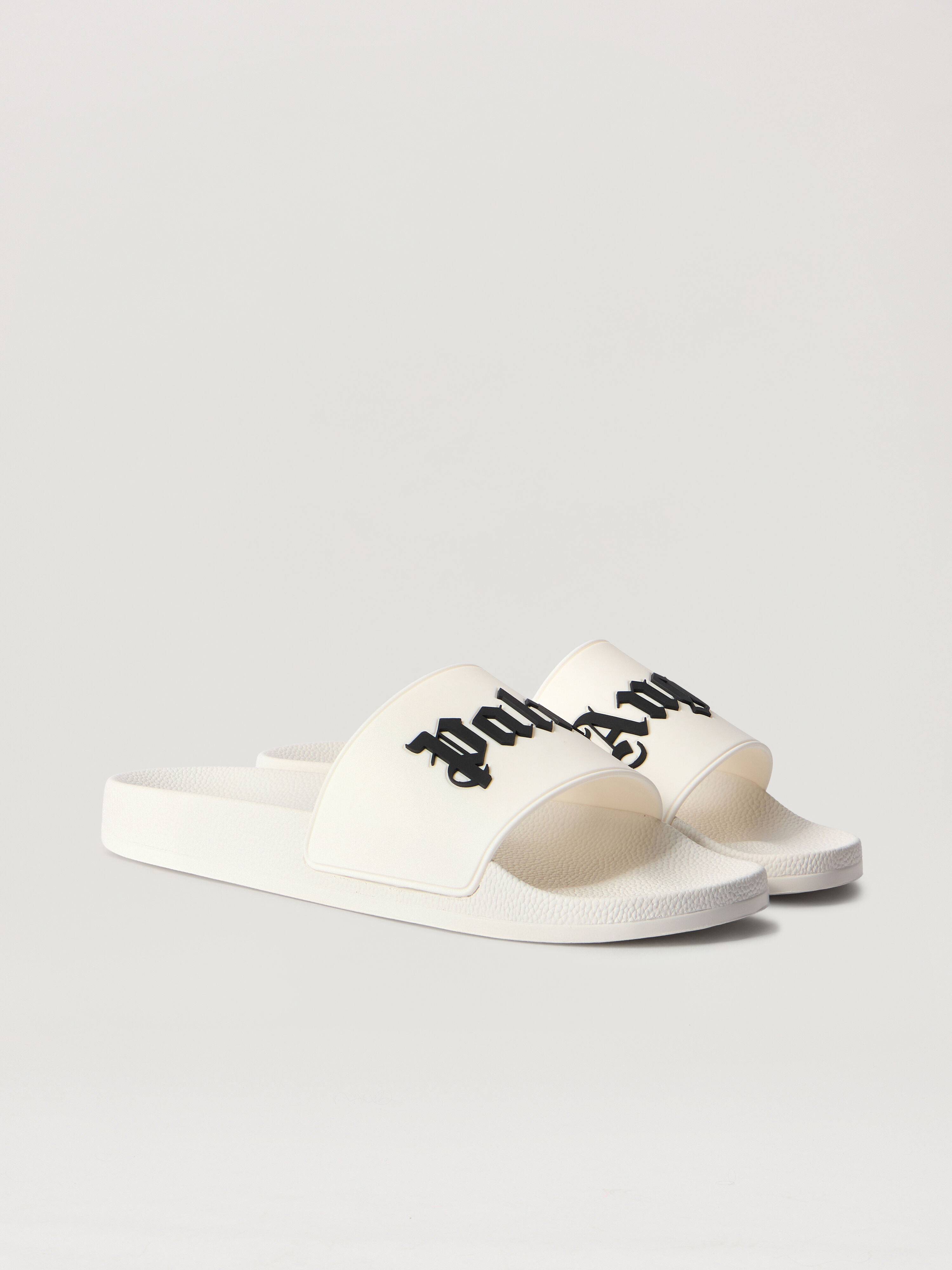 PALM ANGELS Big Logo Sliders OFF WHITE BLACK PMIC018S26MAT003