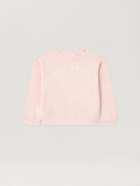 PALM ANGELS Curved Logo Crewneck ROSA/PINK PGXC001S26FLE002