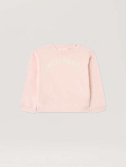 PALM ANGELS Curved Logo Crewneck ROSA/PINK PGXC001S26FLE002