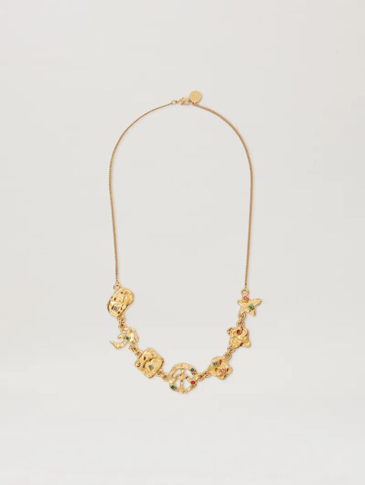PALM ANGELS  Goldene Halskette mit geschmolzenen Icons GOLD - MULTICOLOR PWOB128S25MAT001