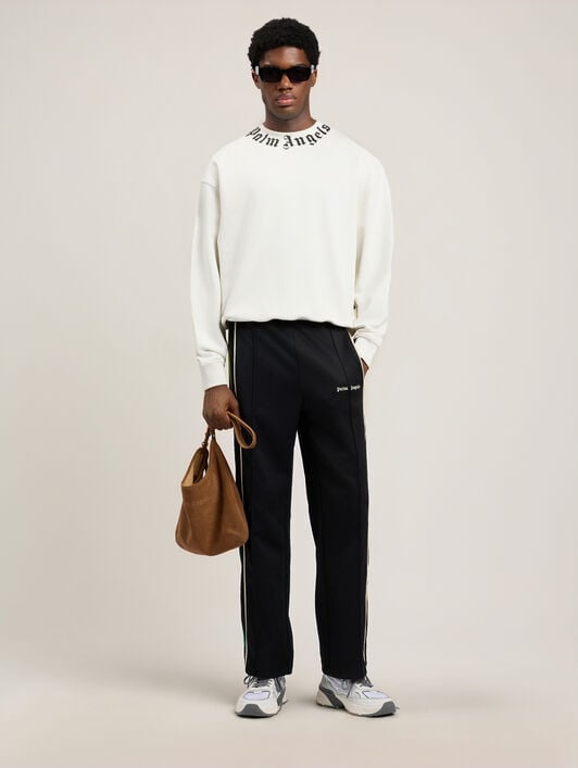 PALM ANGELS Neck Logo Sweatshirt OFF WHITE BLACK PMBA08HS26FLE004