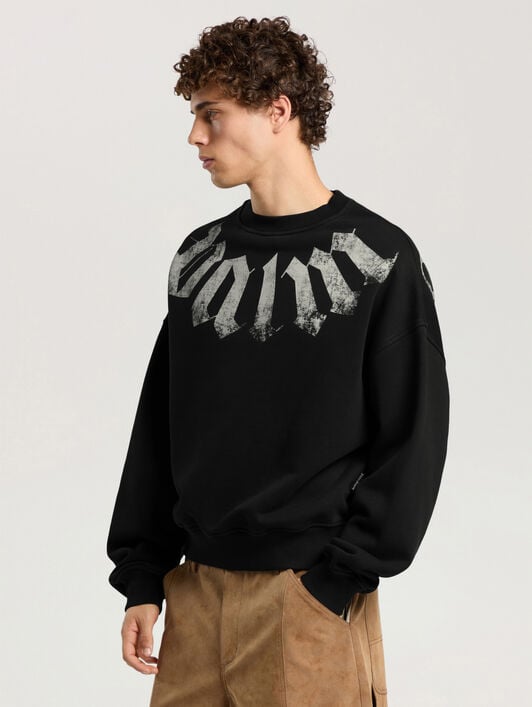 Felpa Big Neck Logo Loose PALM ANGELS Felpa Big Neck Logo Loose BLACK - OFF WHITE PAMBA04F26FL01