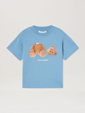 PALM ANGELS  Bear T-shirt DUSTY BLUE BROWN PBAA003C99JER006