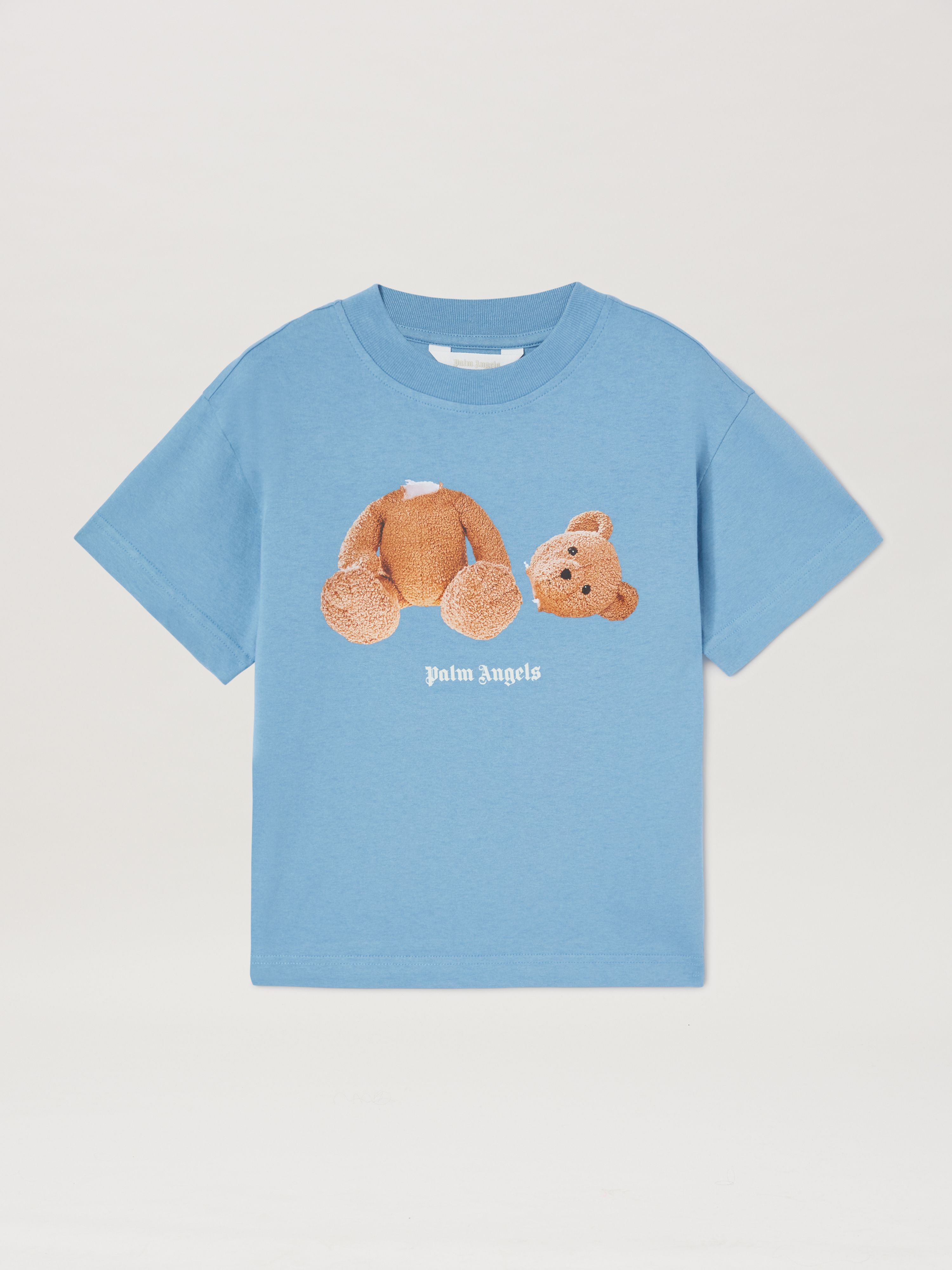 PALM ANGELS  Bear T-shirt DUSTY BLUE BROWN PBAA003C99JER006