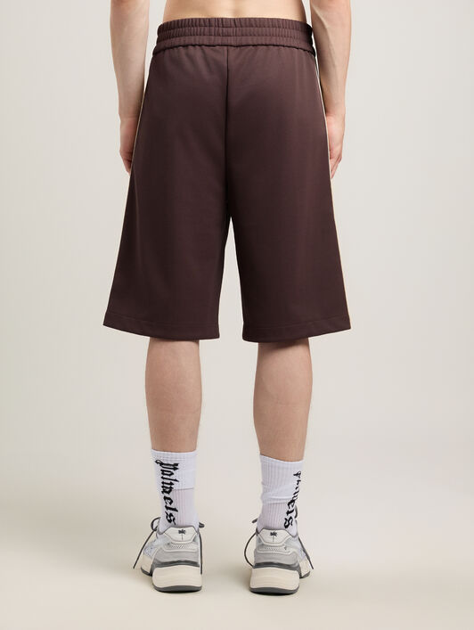 PALM ANGELS Classic Logo Vintage Track Shorts BROWN OFF WHITE PMCL00CS26FAB001