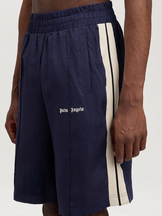 PALM ANGELS Classic Logo Track Shorts NAVY BLUE OFF WHITE PMCB05CS26FAB001