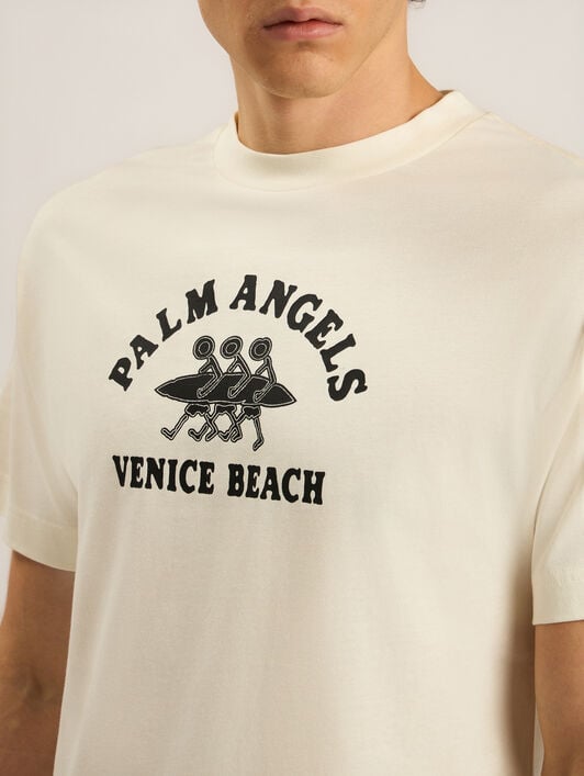 Surf Regular T-Shirt PALM ANGELS Surf Regular T-Shirt OFF WHITE - BLACK PAMAA01F26JR13