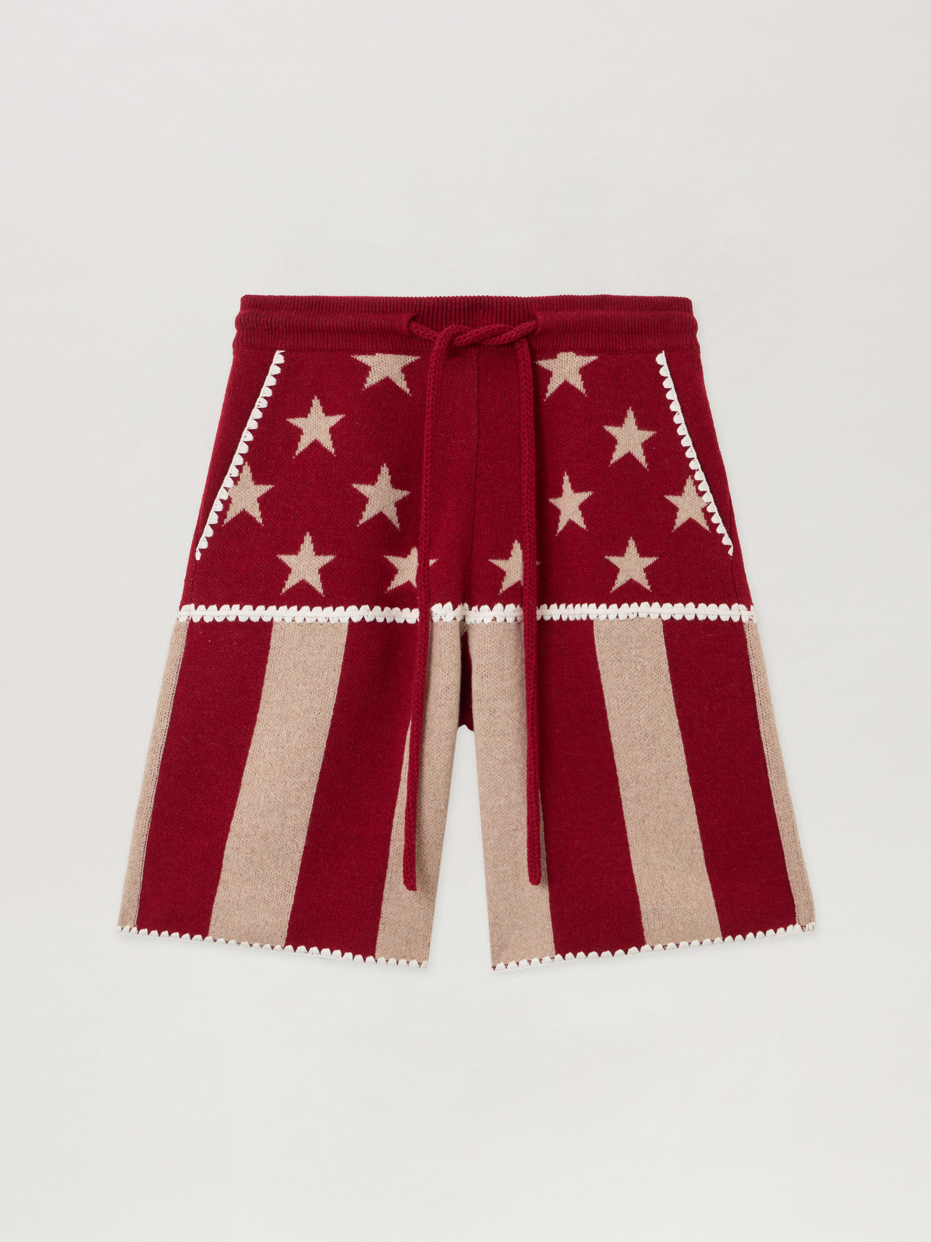 Stars and Stripes Shorts in RED - ECRU for Men | Palm Angels®