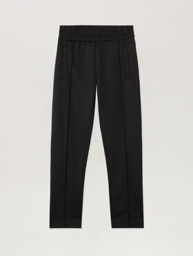 PALM ANGELS Back Curved Logo Track  Pants BLACK OFF WHITE PWCJ036S26FAB001