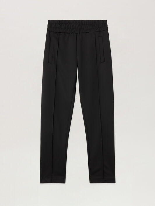 PALM ANGELS Back Curved Logo Track  Pants BLACK OFF WHITE PWCJ036S26FAB001