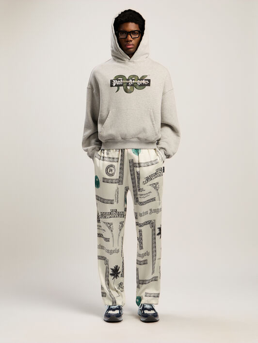 PALM ANGELS Snake Graphic Hoodie GREY MELANGE - GREEN PMBB17GF25FLE001