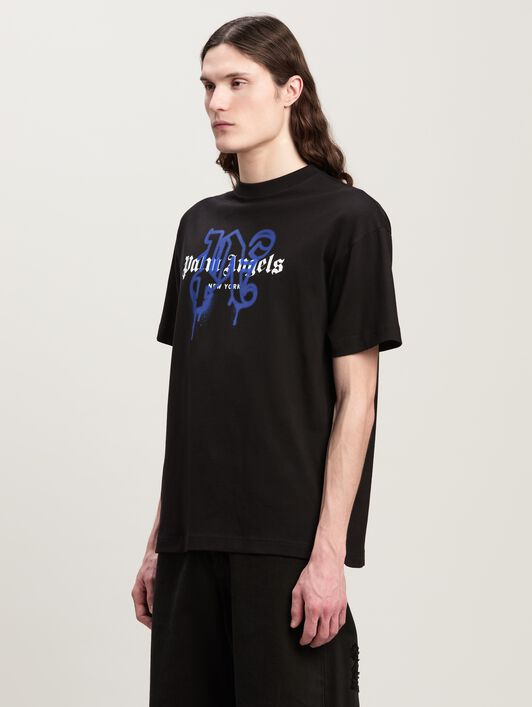 PALM ANGELS Monogram Spray City T-Shirt New York SCHWARZ PMAA001C99JER026