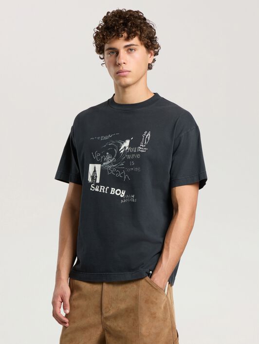 PALM ANGELS Surf Boy Regular T-Shirt ANTHRACITE - BLACK PAMAA01F26JR07