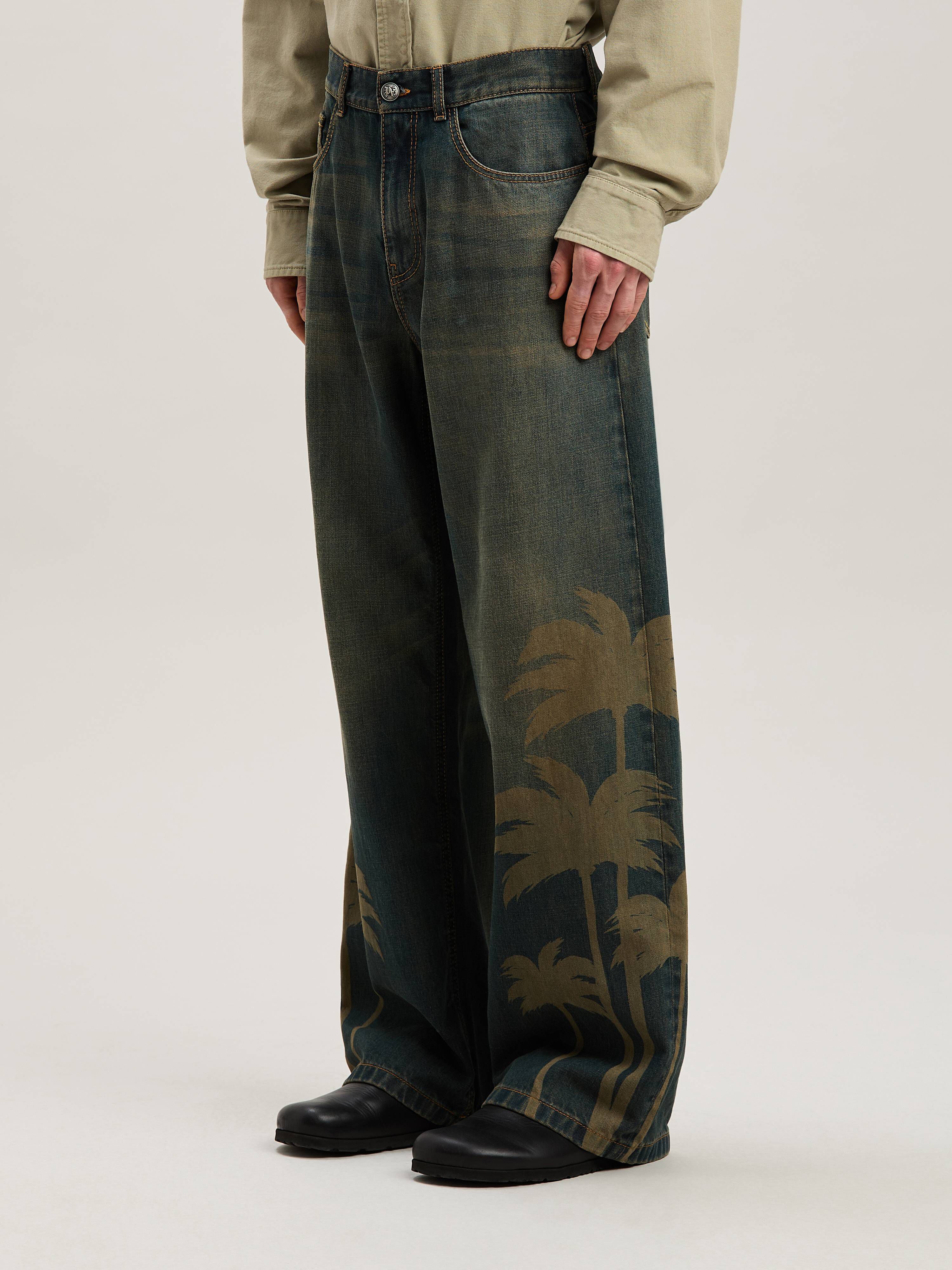 PALM ANGELS  Palm lasered denim pants MARRONE - GRIGIO PMYA049S25DEN001