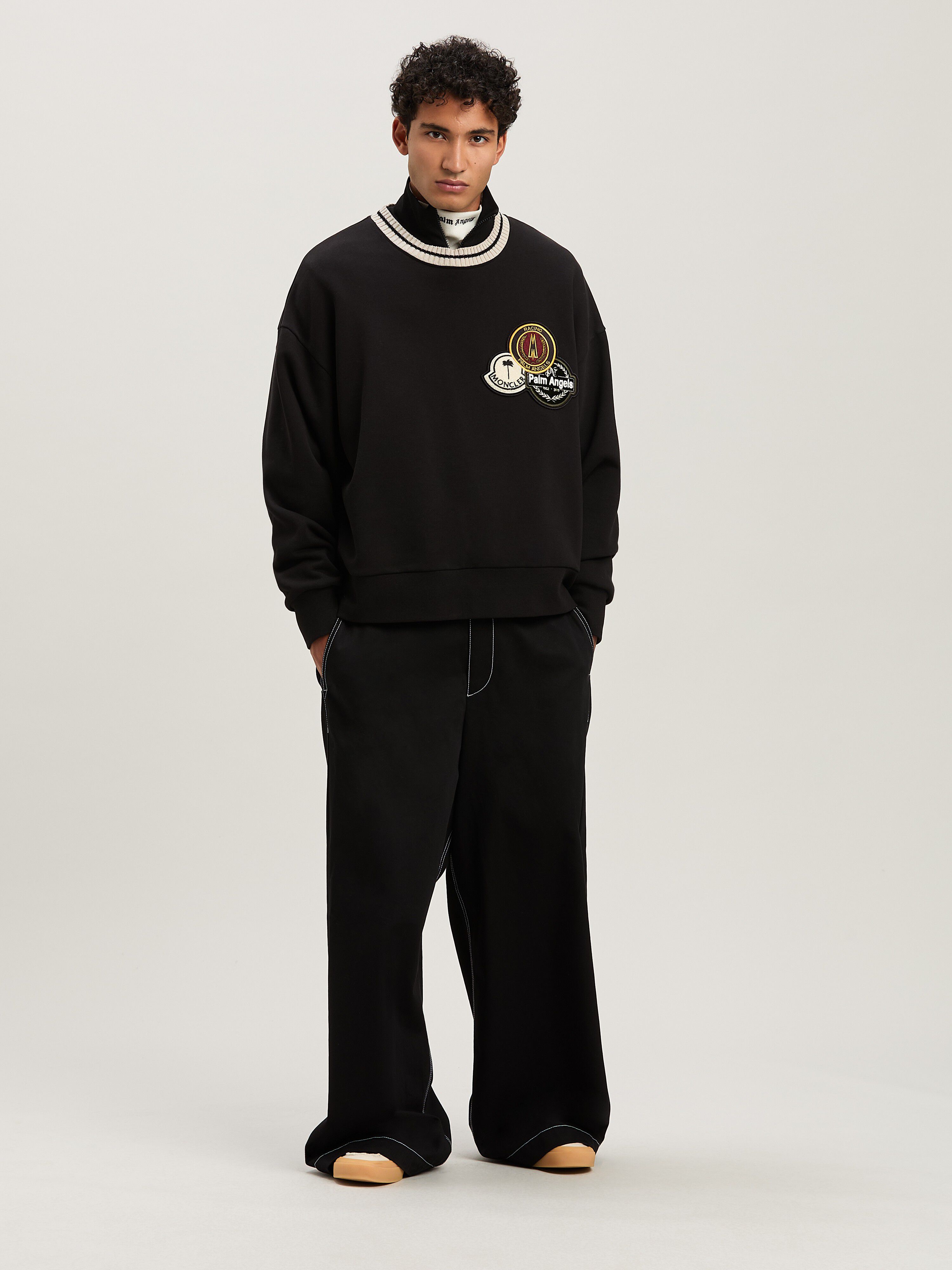PALM ANGELS  tri-Patch sweatshirt Moncler x Palm Angels BLACK - WHITE PMBA08CT25FLE001