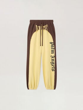 PALM ANGELS Vintage Logo Loose Sweatpants BROWN - LIGHT YELLOW PAMCH03F26FL01