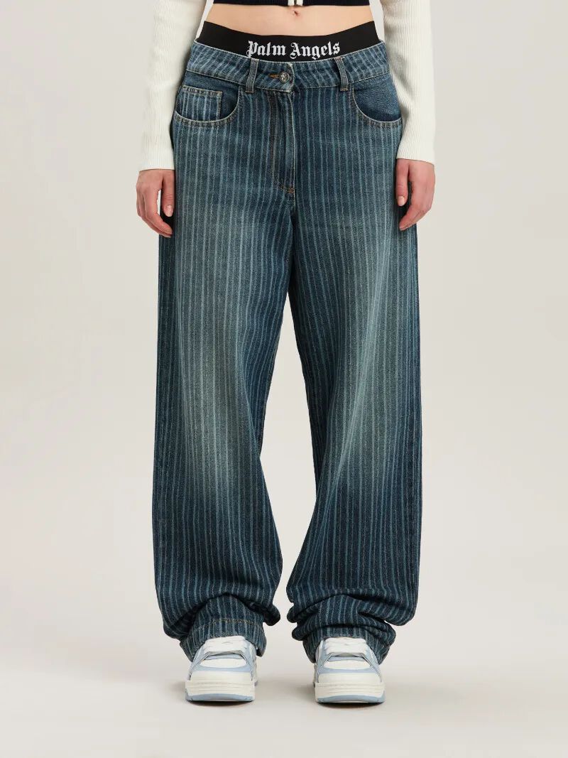 PALM ANGELS  Jeans mit Streifen LIGHT BLUE - WHITE PWYB041S25DEN001